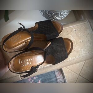Franco Sarto Black and Tan Women's Sandals